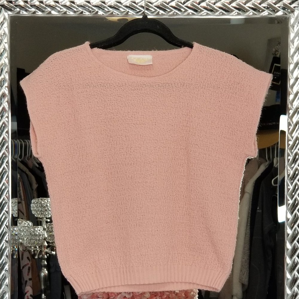 Justin Allen Vintage 80's Pink Short Sleeve Sweater, Size S/M